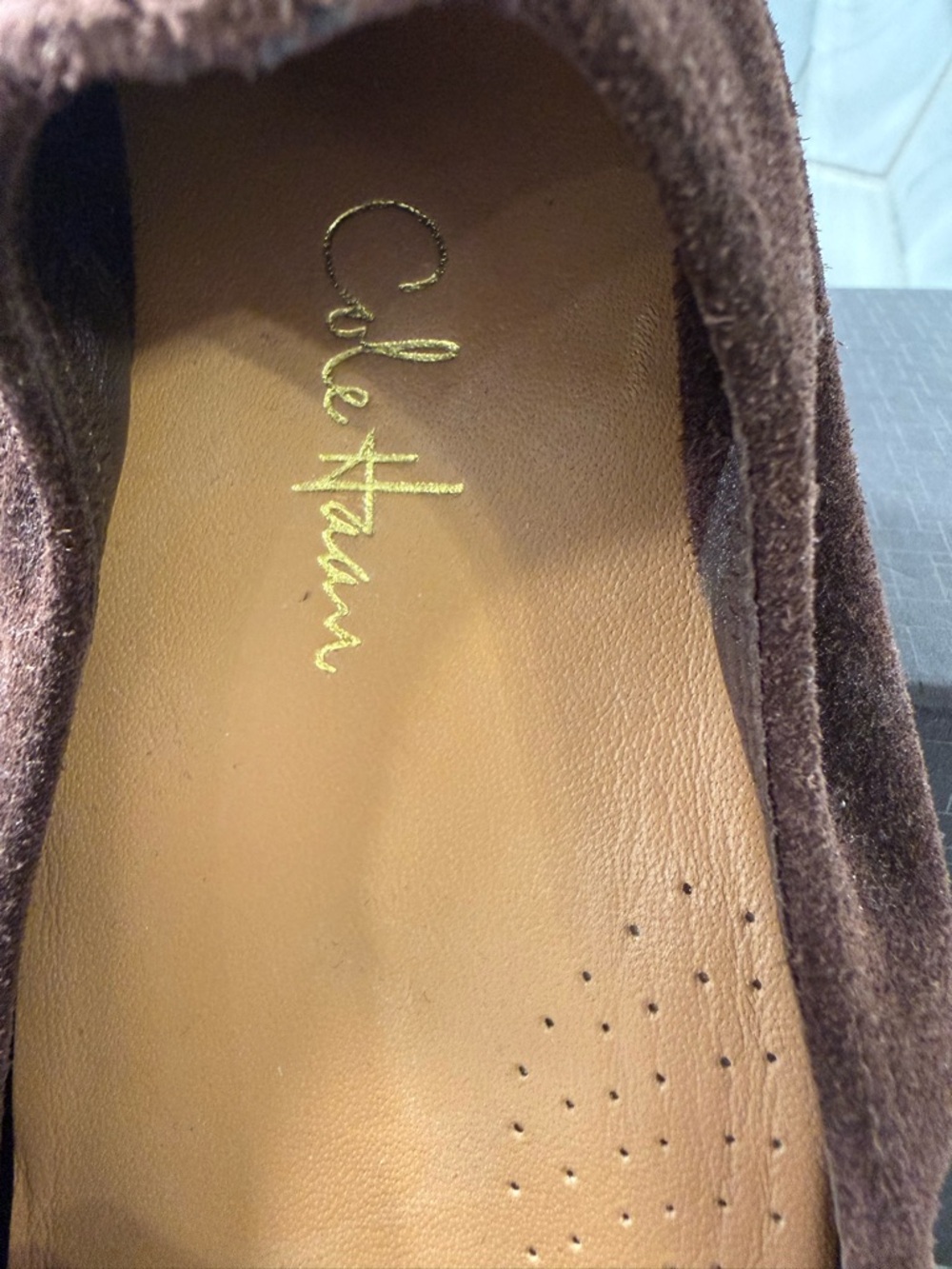 Cole Haan NikeAir Collab Candyce Brown Suede Loafers Sz 7 Box Flats Moccasin - Picture 2 of 9